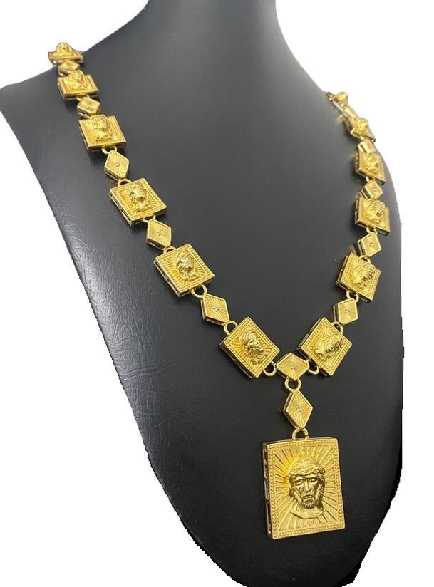 Miniatura Cordão Poze Jesus Cristo + Pingente Banhado A Ouro 18K