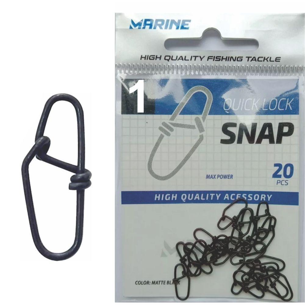 Miniatura Snap De Pesca Quick Lock N1 Marine Sports 15kg 33lb 20pçs