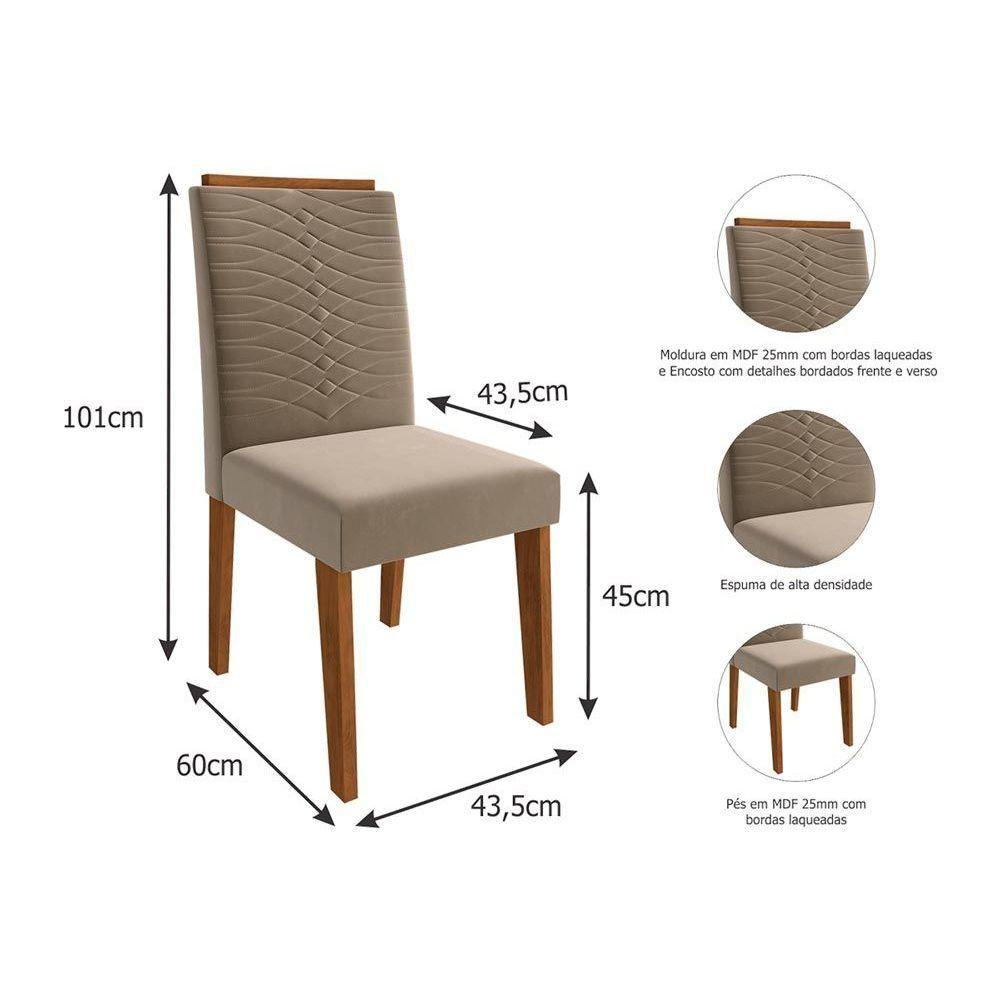 Miniatura Kit 2 Cadeiras Sala Jantar Clarice 2 Un Nature-suede Nude - Cimol