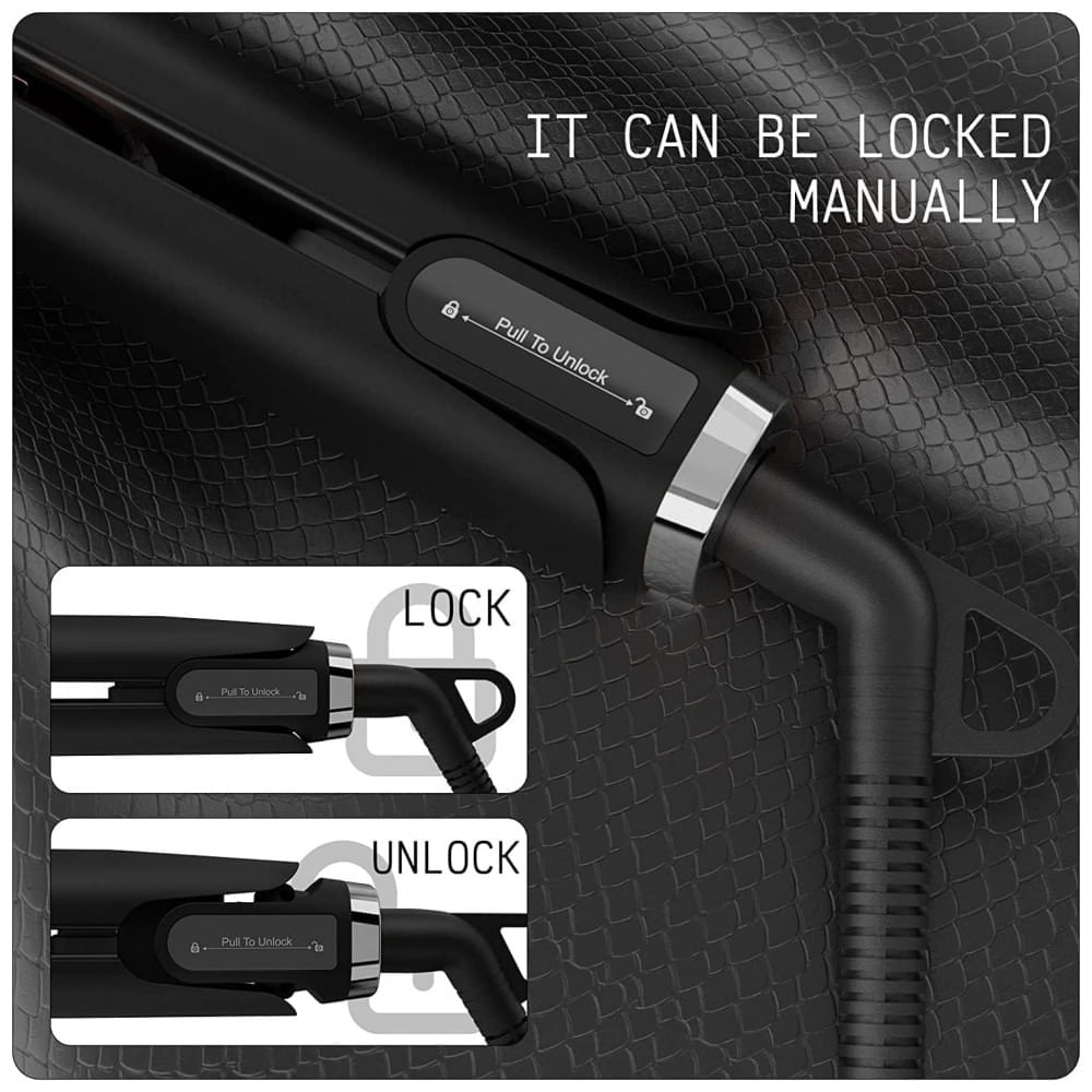 Miniatura Chapinha Prancha de Cabelo Profissional com Temperatura Ajustável e Desligamento Automático, Bivolt, KK, Preto