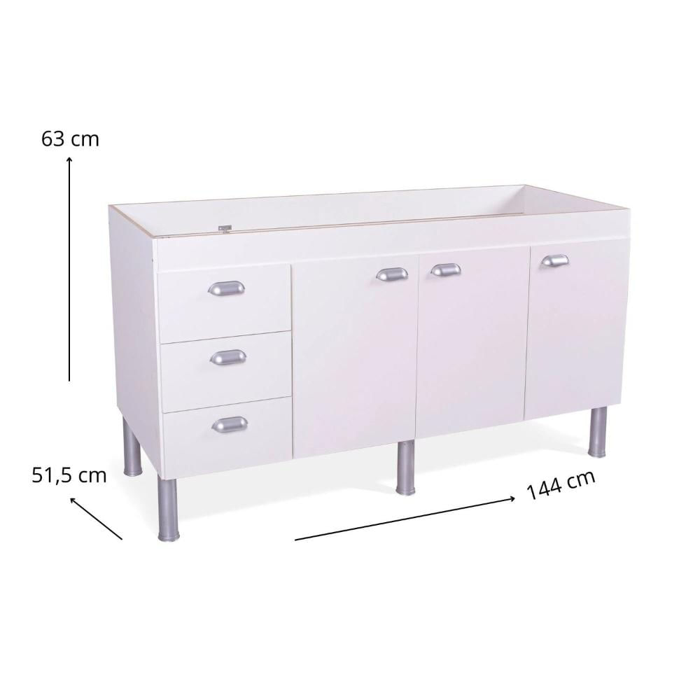 Miniatura Armário para Cozinha 114 Cm 3 Portas 3 Gavetas São Luis Branco