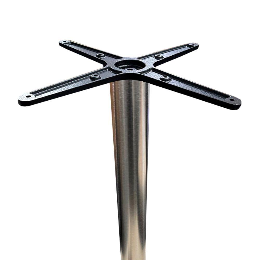 Miniatura Mesa Pisa Beta Bistrô Fratini 107,50cm (a) Disco Redondo Inox Tampo Mdp Quadrado Castanheira 60cm(l)