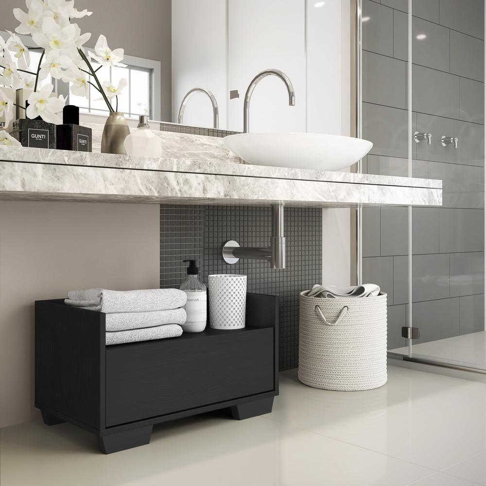 Miniatura Gabinete Armário Banheiro 80 Cm com Pés Quadrados