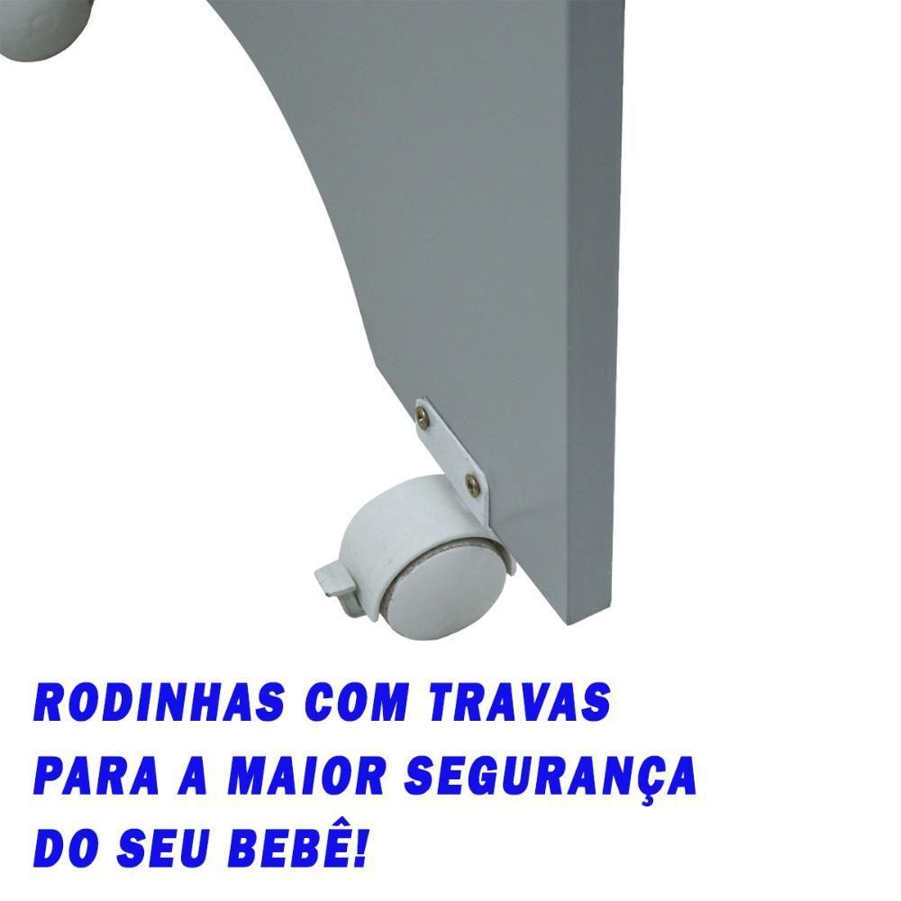 Miniatura Mini Berço Portátil Moisés Varias Cores Com Colchão E Rodinhas Com Trava - Cinza Cinza