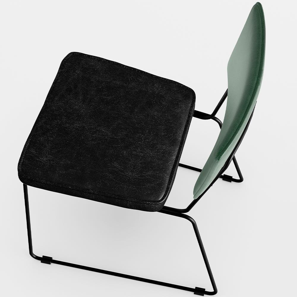 Miniatura Kit 04 Cadeiras L02 Facto Verde Musgo Couríssimo Preto