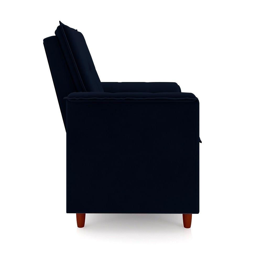 Poltrona Decorativa Estofada Confortável Sala Isis Suede Azul Marinho