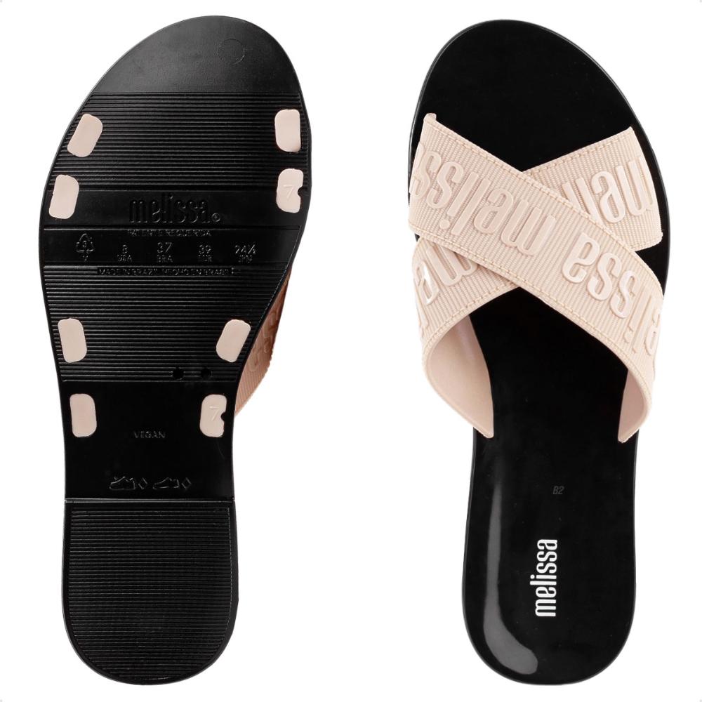 Sandália Rasteira Melissa M-Lover Slide Feminina Bege / Preto - 33/34