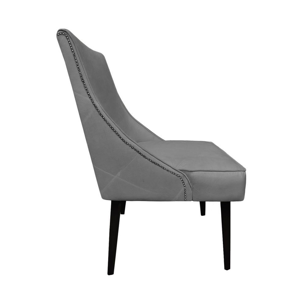 Miniatura Cadeira De Jantar Bela Com Tachas Suede Cinza - Dominic Decor