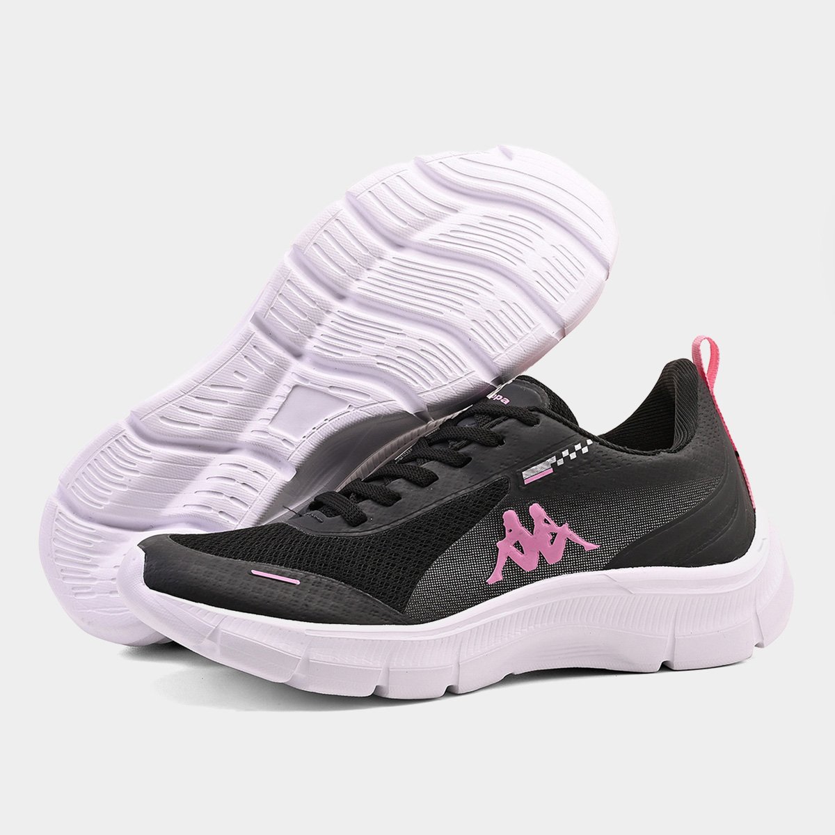 Miniatura Tênis Kappa Run 300 Feminino Preto+Rosa - 34