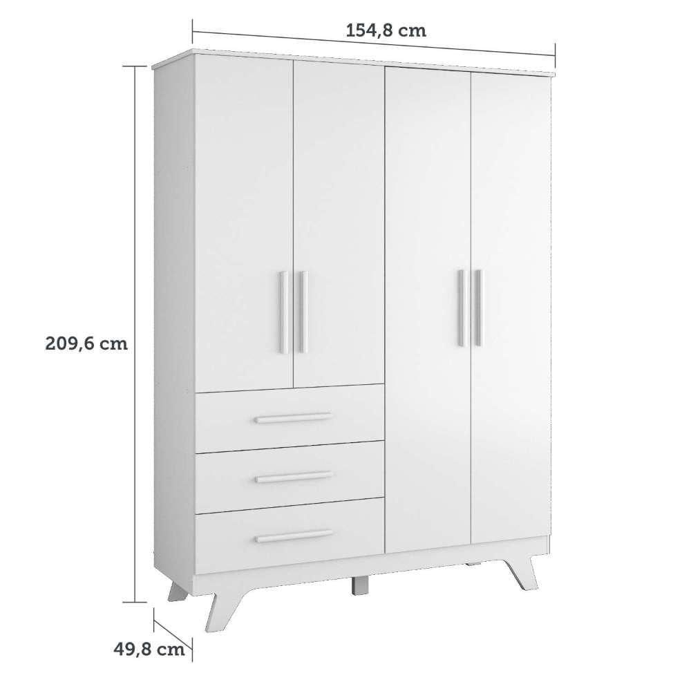 Miniatura Quarto De Bebê Com Guarda Roupa 4 Portas E 3 Gavetas E Berço Retrô Moveis Peroba Branco Brilho