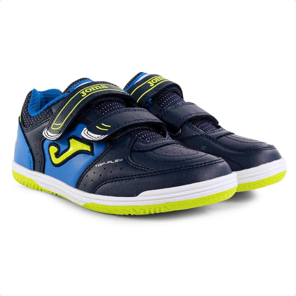 Miniatura Chuteira Futsal Joma Top Flex JR Infantil Marinho / Azul - 26