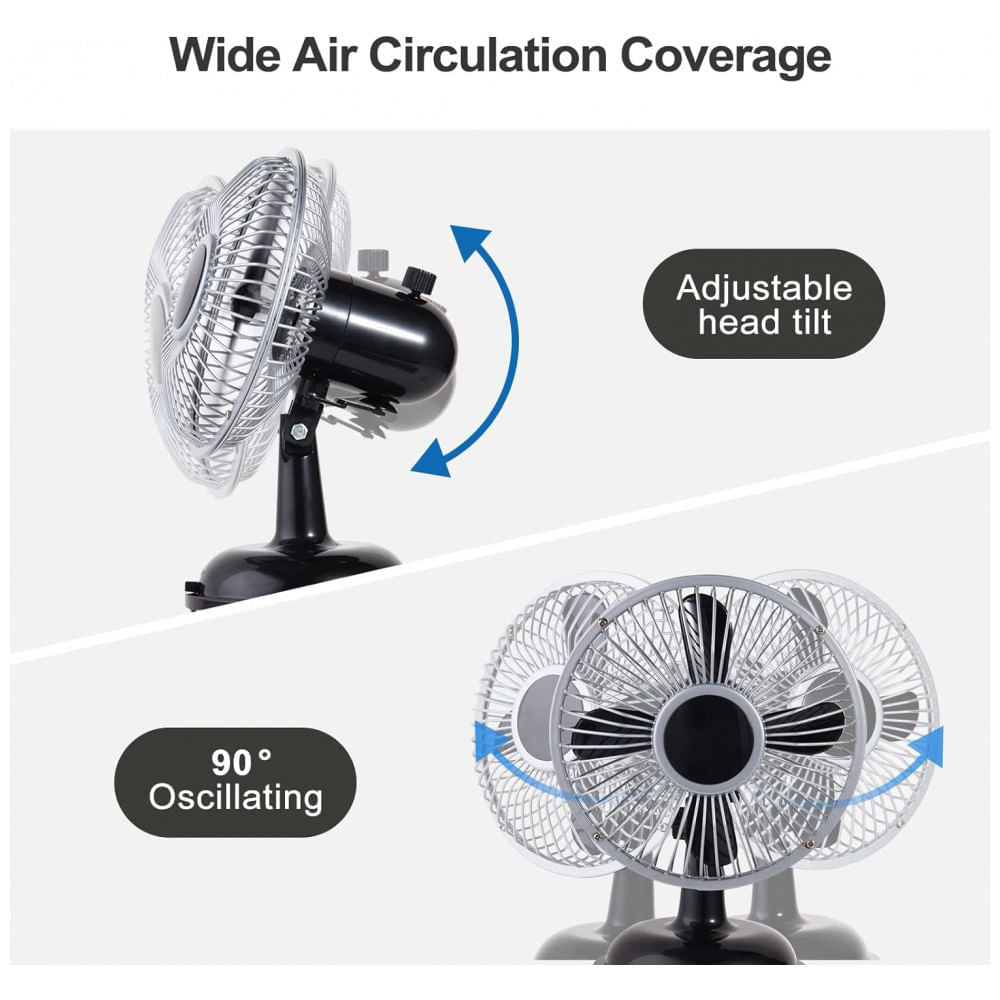 Miniatura Ventilador de Mesa Portátil Retro USB com 2 Velocidades Avoeco, Preto