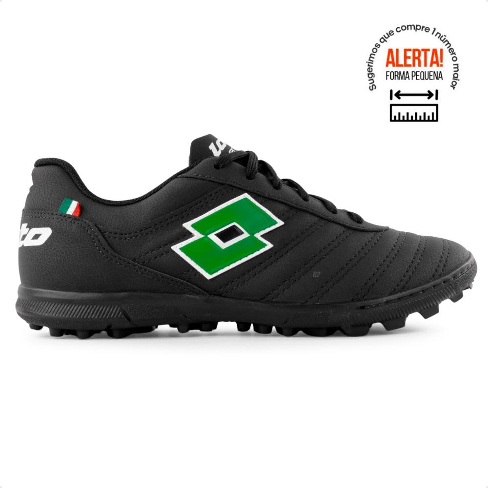 Miniatura Chuteira Society Lotto Stadio Origin B500 Masculina Preto / Verde - 38