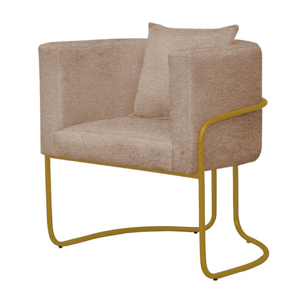 Miniatura Kit 03 Poltrona Cadeira Sirus Luxo Industrial Ferro Dourado Veludo Capuccino