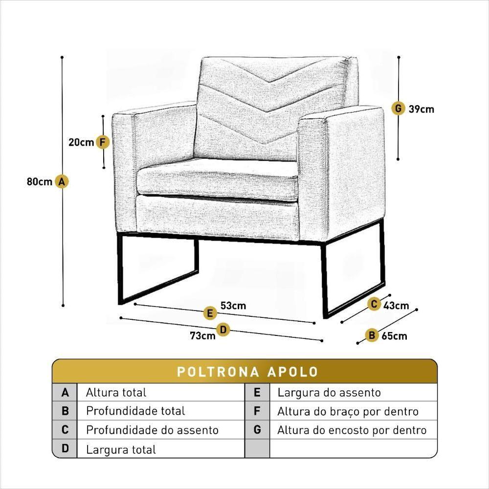 Miniatura Poltrona Apolo Luxo Base Preta Castellar Móbile Linho Azul Linho Azul