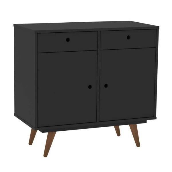 Miniatura Aparador Buffet 80cm 2 Portas 2 Gavetas Retrô 90 Olivar Preto