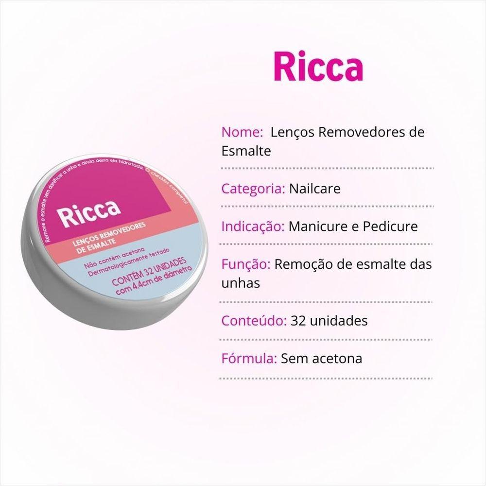 Ricca Lenço Umedecido Removedor De Esmalte 32un