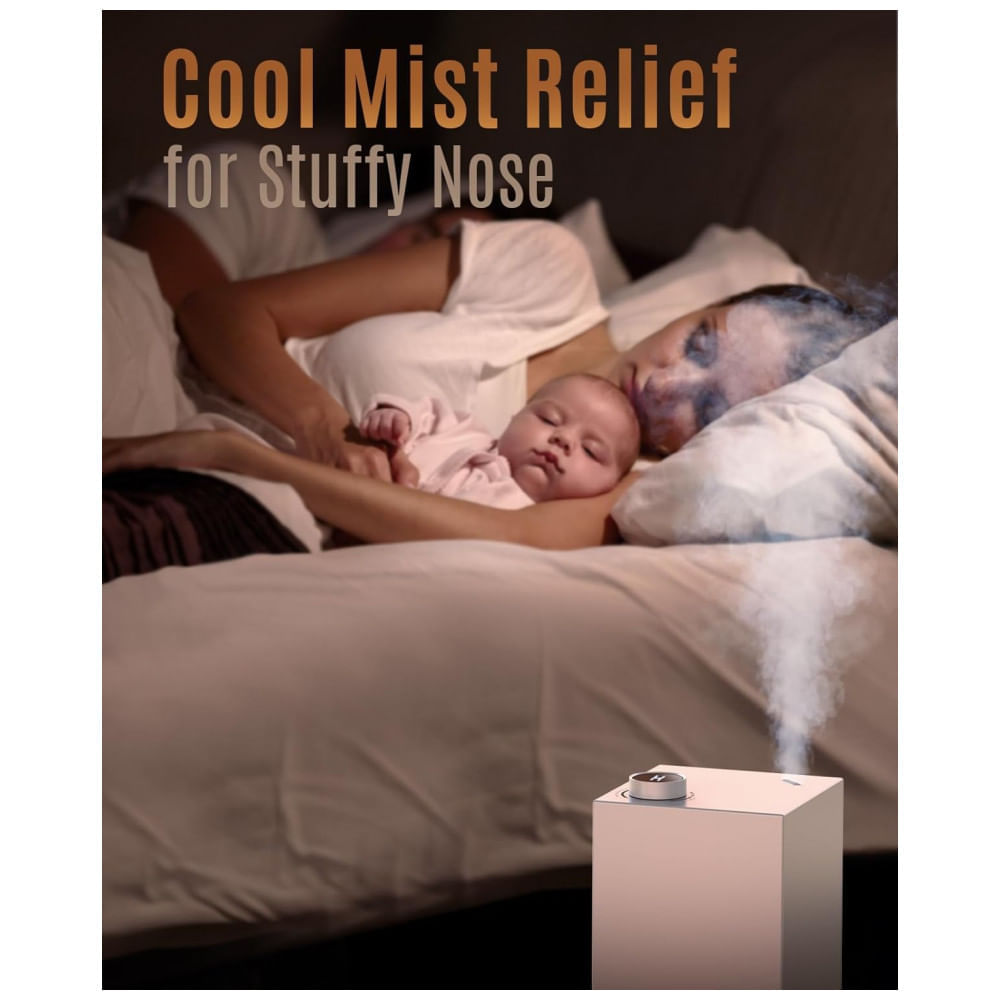 Miniatura Umidificador 2,5L de Limpeza Fácil em Aço Inoxidável e Silencioso, Jack Rose, Branco