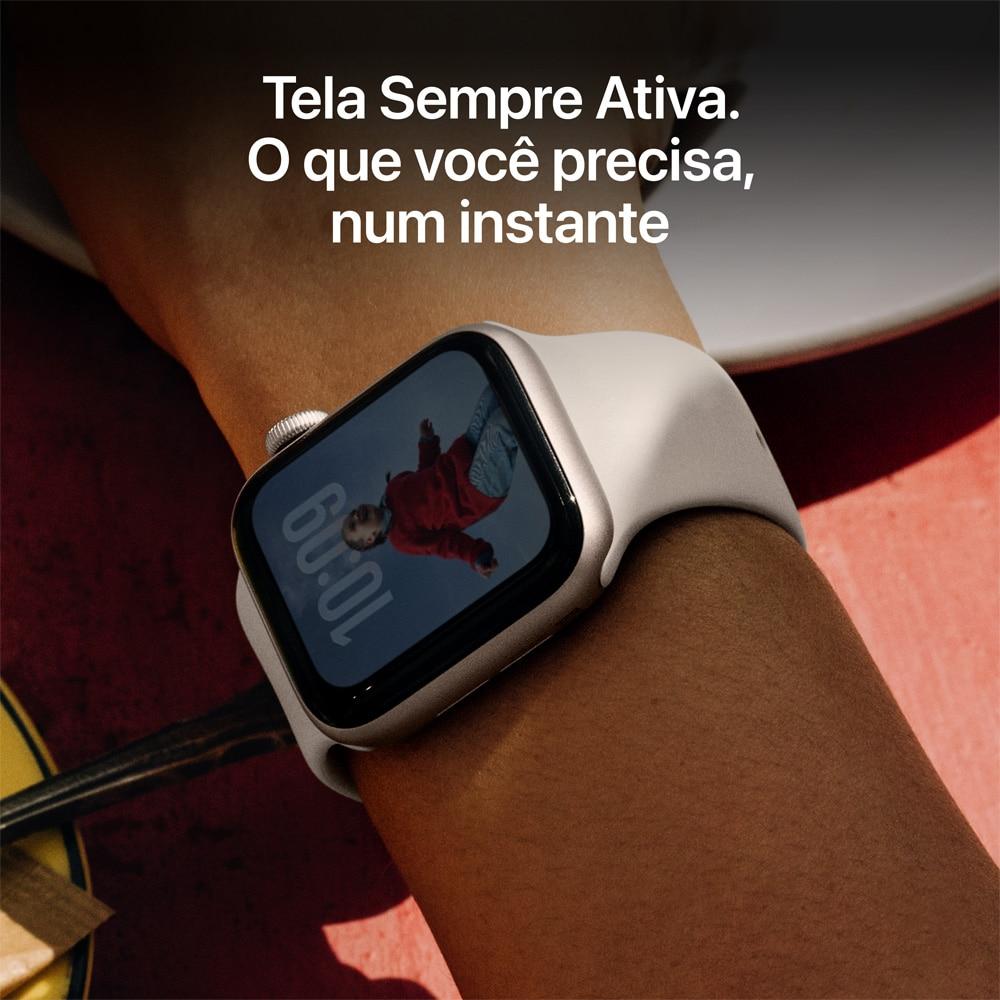 Miniatura Apple Watch SE 3 GPS + Cellular - Caixa estelar de alumínio – 40 mm - Pulseira esportiva estelar – P/M