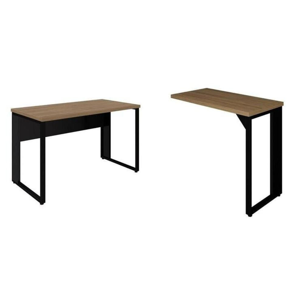 Miniatura Mesa para Escritório Diretor em L 120x150cm Marrom/Preto