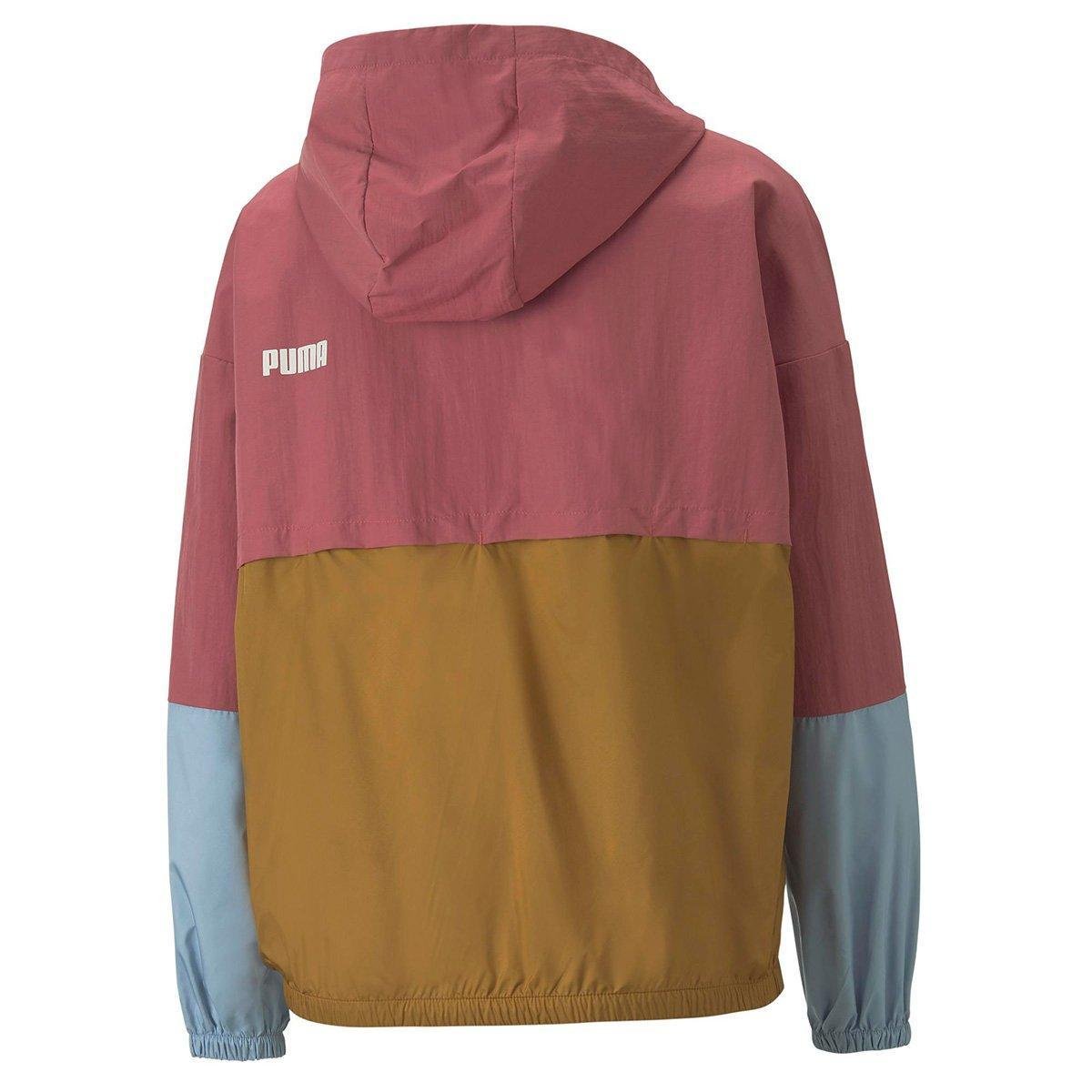 Miniatura Jaqueta Corta-Vento Puma Colorblock C/ Capuz Feminina Rosa - G