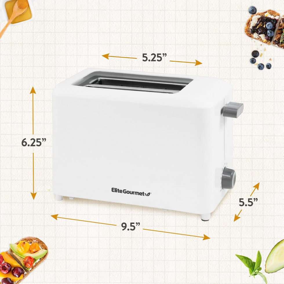 Torradeira Elétrica 2 Fatias com 7 Níveis de Tostagem e Bandeja de Migalhas Removível, 110V 1300W, Elite Gourmet EC...