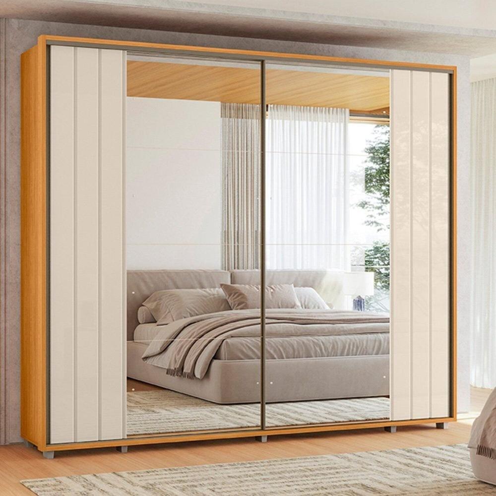 Miniatura Guarda-roupa Casal Dali 02 Portas com Espelho Cinamomo/Off White