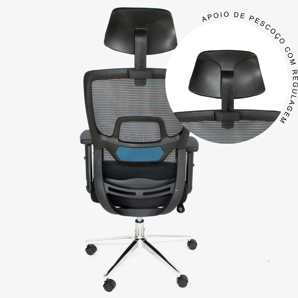 Miniatura Cadeira De Escritório Presidente Ergonômica Tela Mash Reclinável Nr17 - Preta
