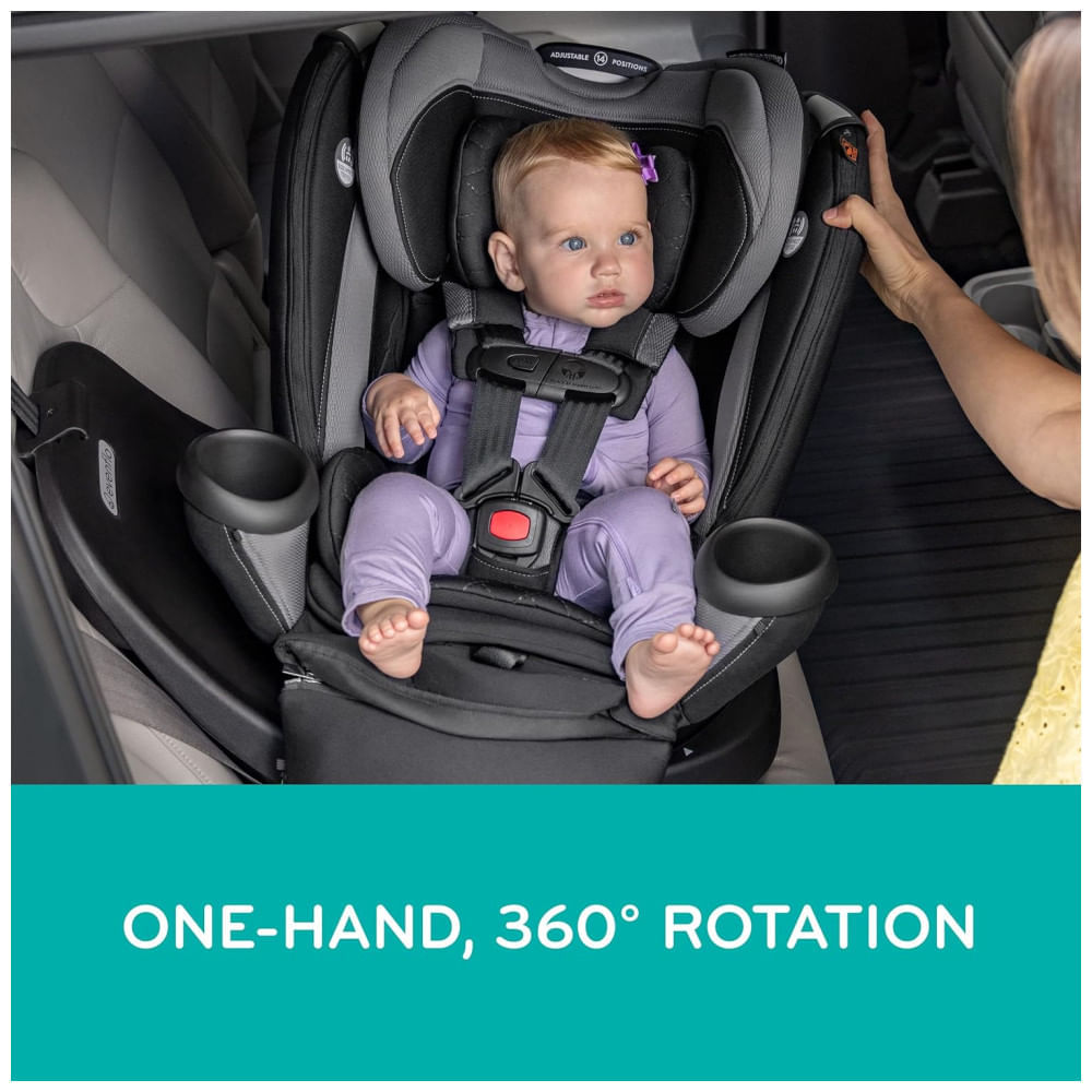 Cadeira de Bebê para Carro, Giratória Multifuncional Gold Revolve360 Extend, Evenflo, Cinza e Verde 110v