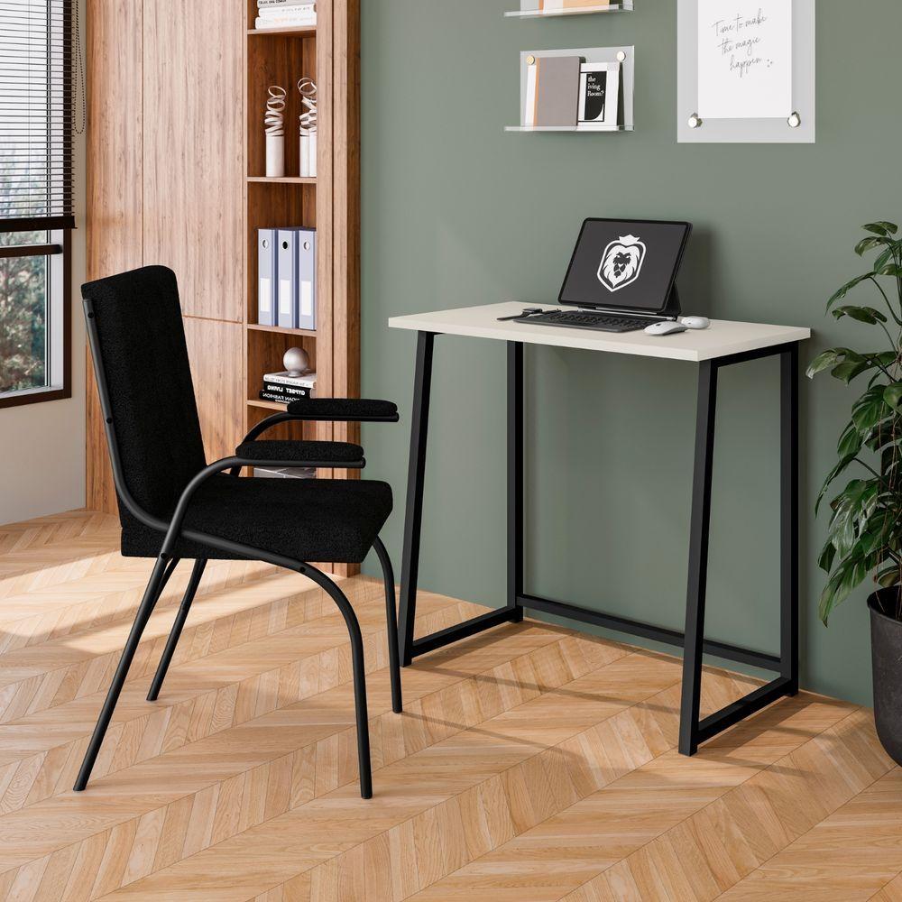 Miniatura Escrivaninha Computador Dobrável Escritório Home Office Fit Off White