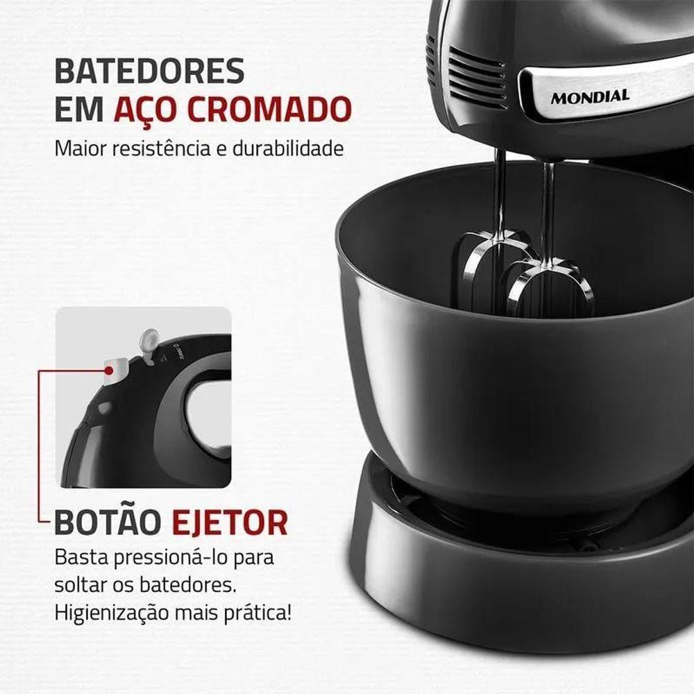 Batedeira Planetária Premium B-04 NP 4L e 2,3L 400W 4 Velocidades Preto 220V