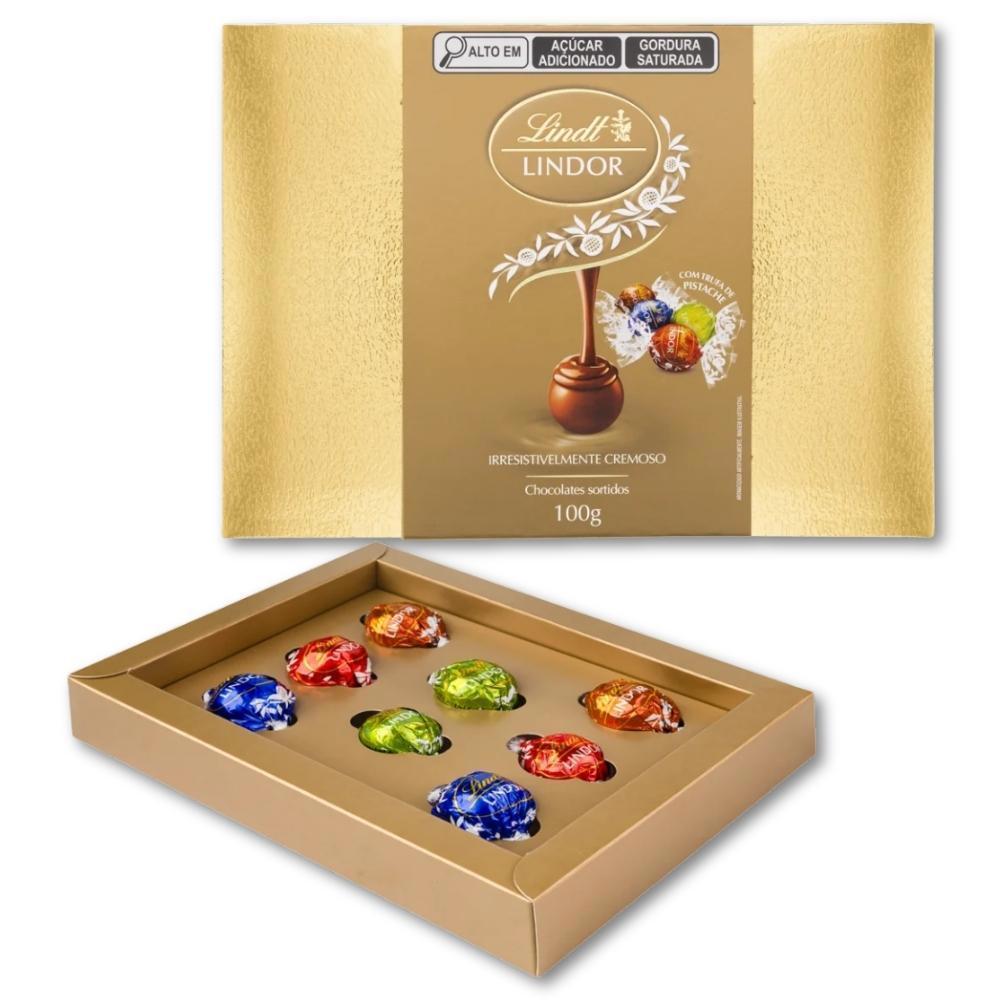 Bombons De Chocolate Lindt Lindor Kit 6 Caixas Presente 100G