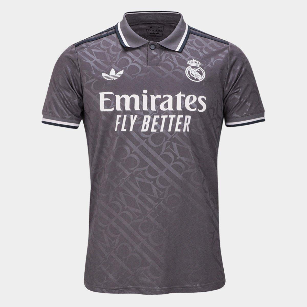 Miniatura Camisa Real Madrid Third 24/25 Torcedor Adidas Masculina Cinza - EGG