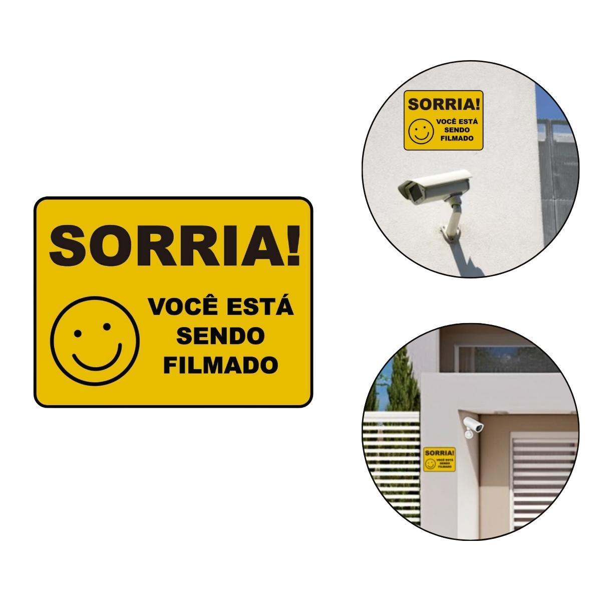 Miniatura Placa Você Está Sendo Filmado Sinal Ps Casa Salão Comercial