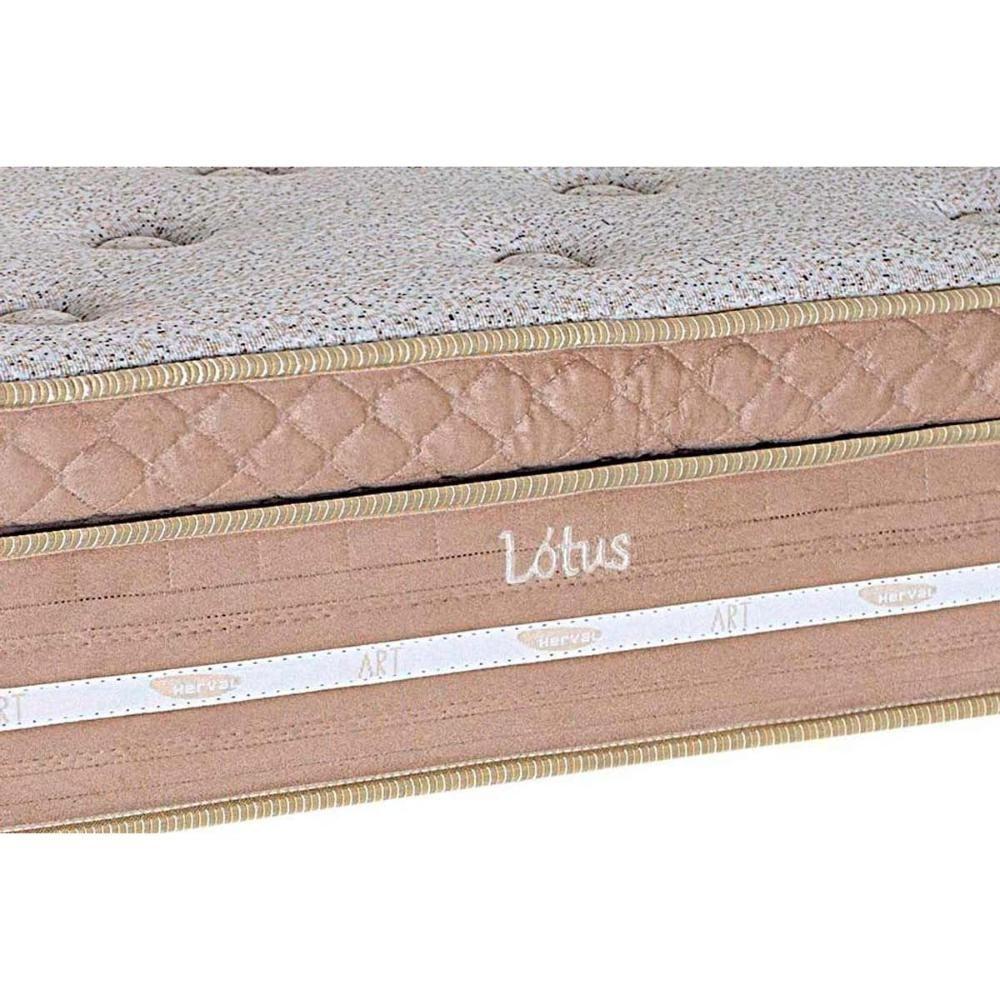 Cama Box Baú Queen: Colchão Herval D28 / Ag65 Lótus Bordado Pillow Top + Base Clean(158X198)