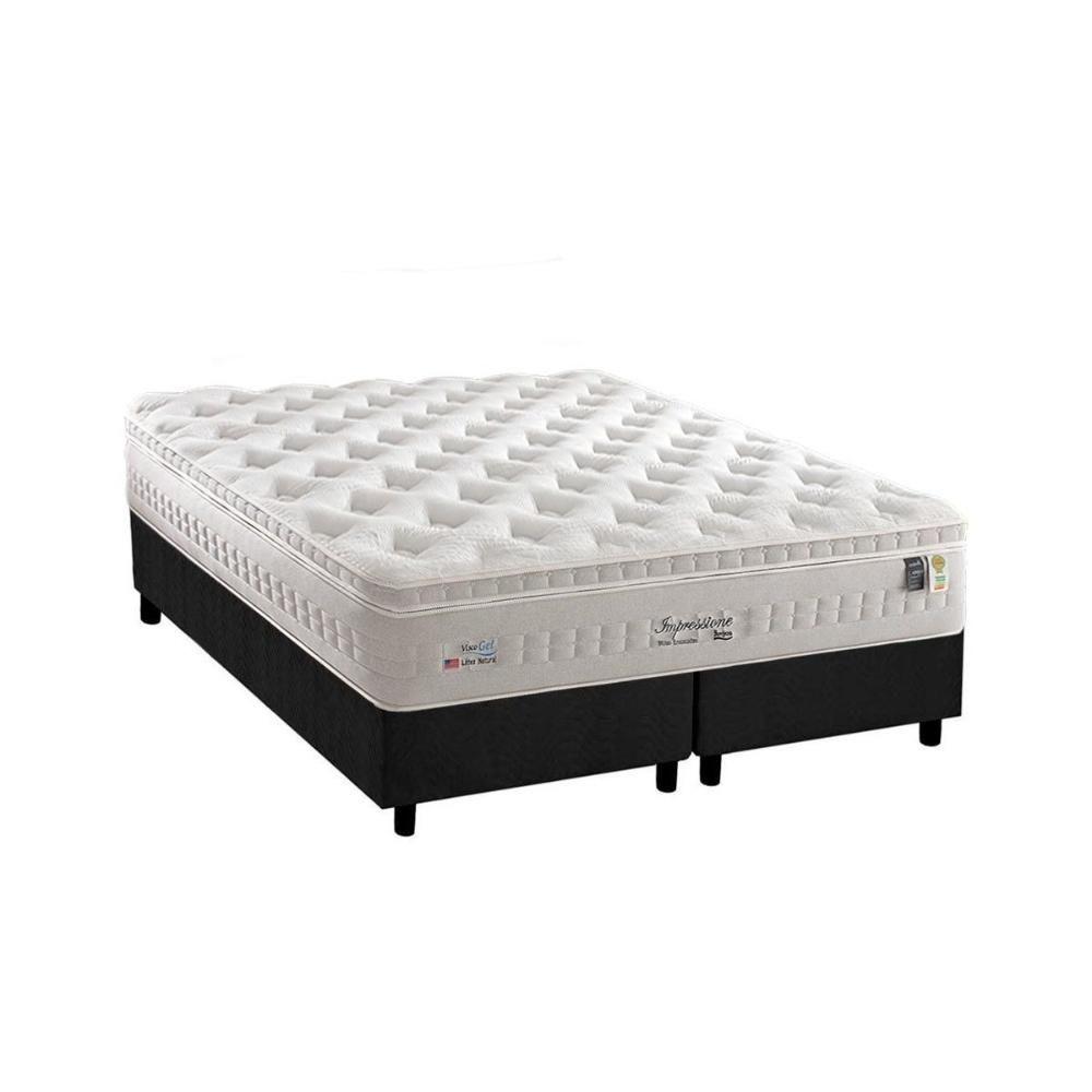 Miniatura Cama Box Queen: Colchão Molas Ensacadas Anjos Masterpocket Impressione + Base Gray(158X198)