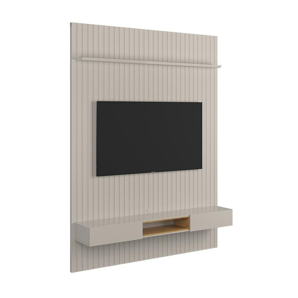 Miniatura Painel Frisado Oslo - Mdf 1 Porta E 1 Gaveta Off White-freijó - Lukaliam Móveis
