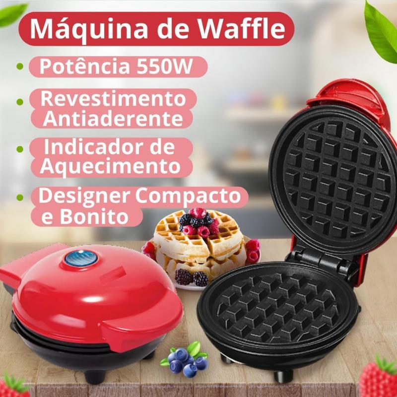 Miniatura Mini Máquina Waffles Elétrica Casa Cozinha Fazer Waffle