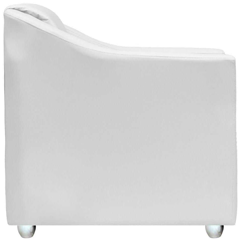 Miniatura Poltrona Decorativa Para Sala Mila Corino Cores Pé De Plástico Cromado - Branco, Corino