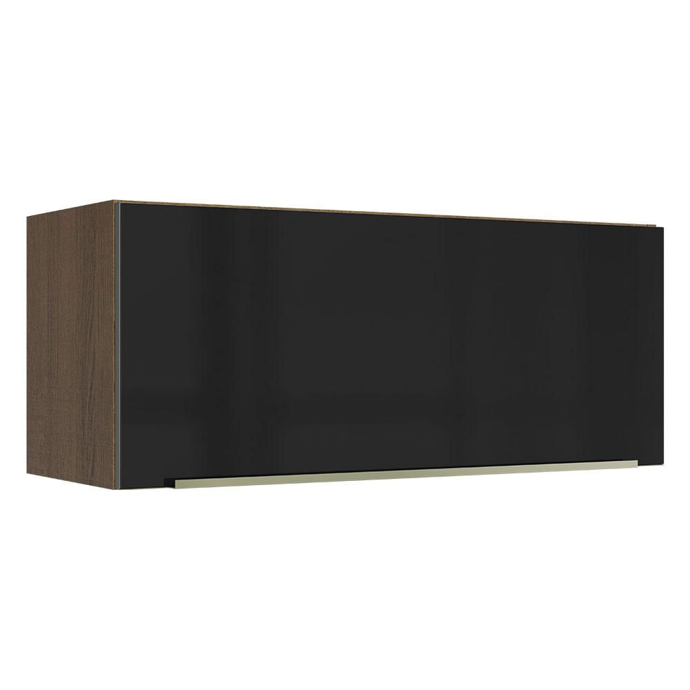 Miniatura Armário Aéreo Madesa Lux 80 cm 1 Porta Suspensa - Rustic/Preto Rustic/Preto