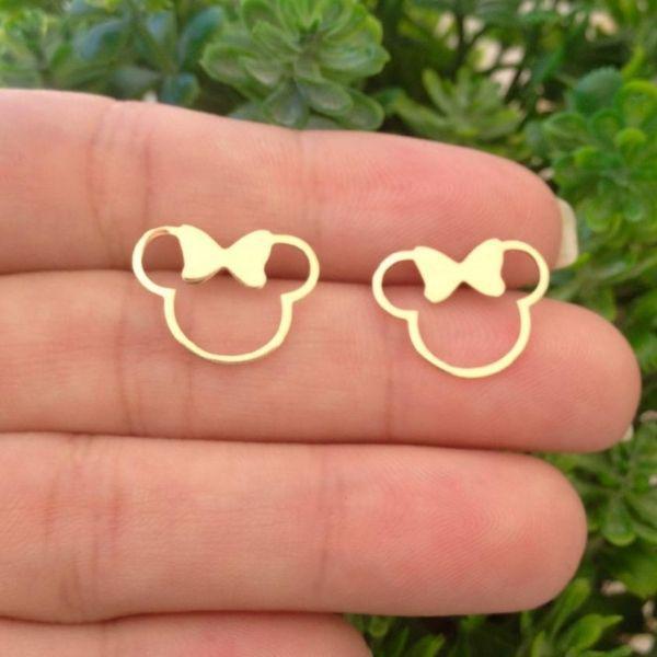 Miniatura Brinco Minnie Infantil Banhado A Ouro