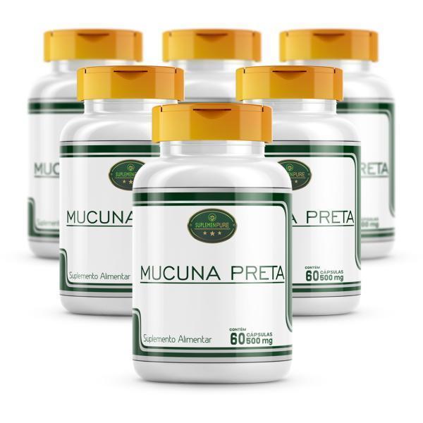 Miniatura Mucuna Preta 100% Natural Kit 6 Frascos Cápsulas 500Mg