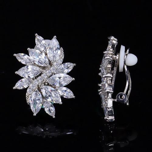 Miniatura Brinco De Pressão Com Zirconia Noiva Casamento Prata Fixo