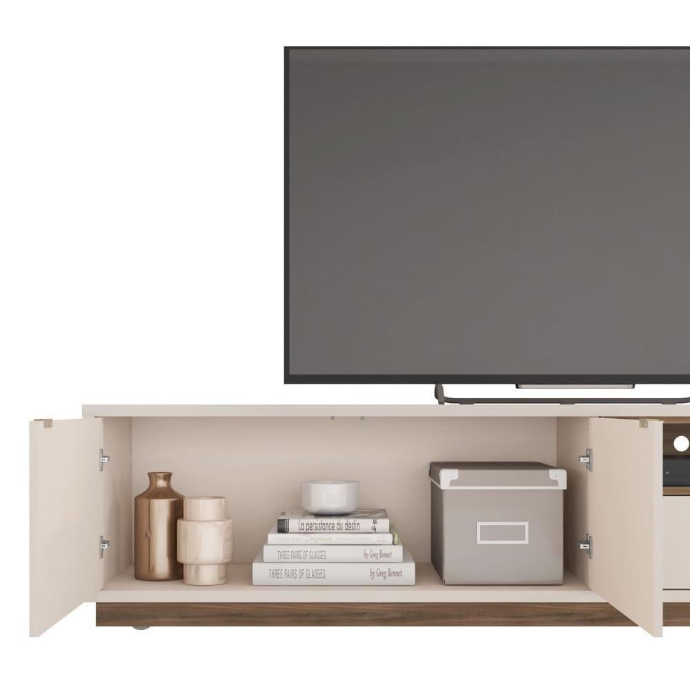 Miniatura Bancada Rack Tv Até 75 Polegadas 2 Portas New Renda Caemmun
