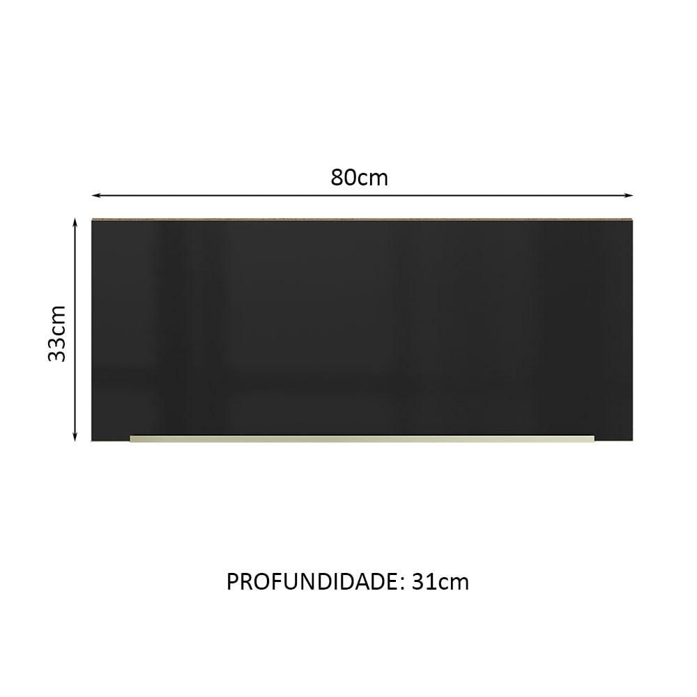 Miniatura Armário Aéreo Madesa Lux 80 cm 1 Porta Suspensa - Rustic/Preto Rustic/Preto