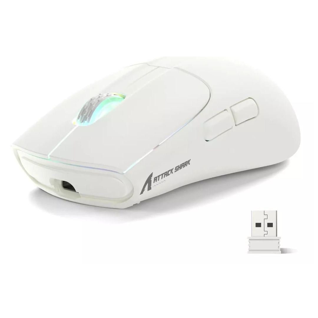Miniatura Mouse Gamer Sem Fio Attack Shark X5 Rgb, 3 Modos, Branco