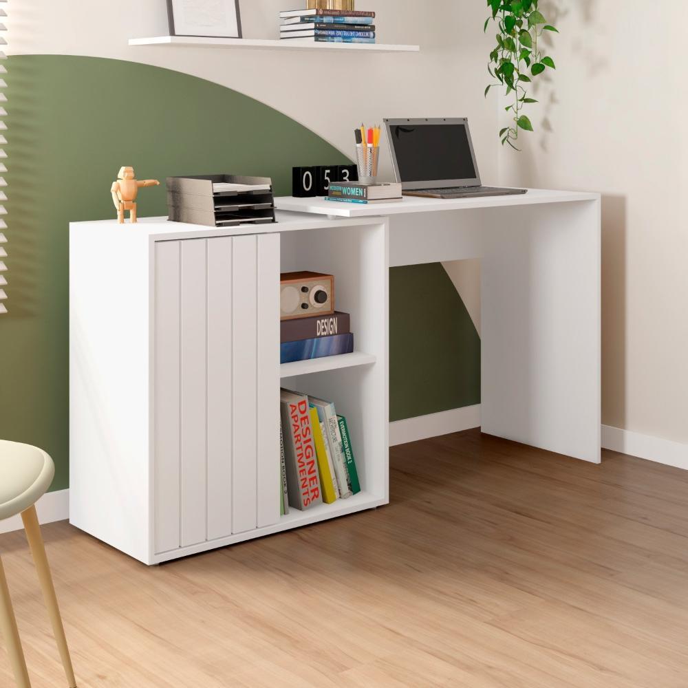 Miniatura Escrivaninha para Escritório com 1 Porta Ripada Start Branco Fosco