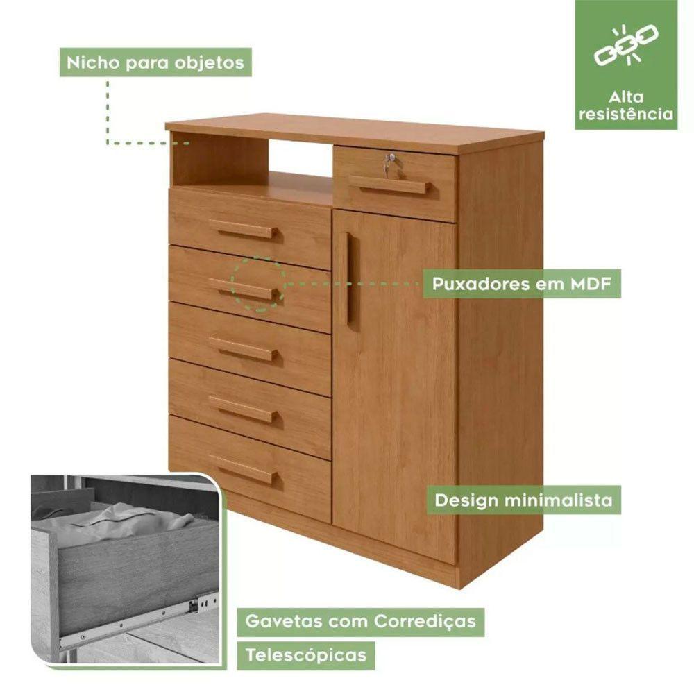 Miniatura Cômoda Da Vinci 6 Gavetas E 1 Porta Lopas Amendoa Clean