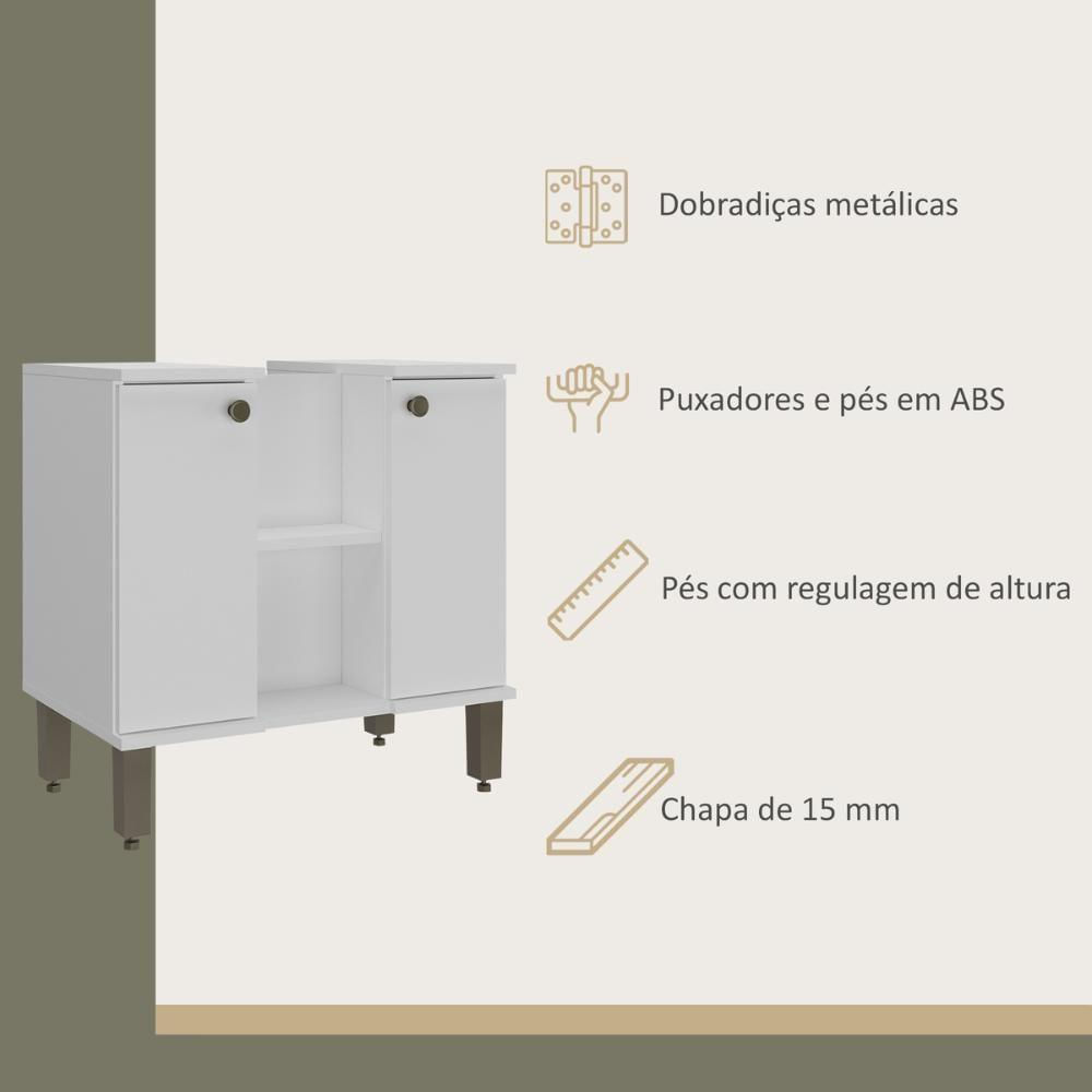 Miniatura Gabinete De Banheiro Para Pia De Sobrepor 2 Portas 60,4cm Multimóveis Cr10137 Branco