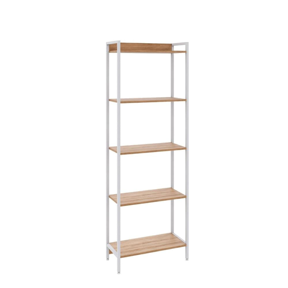 Miniatura Estante para Livros Industrial Aço Multiuso 5 Prateleiras 187x60cm Active Yescasa Lâmina Mel / Est.Branca
